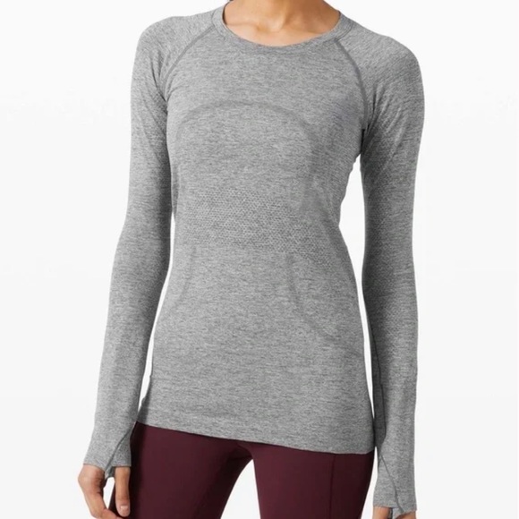 lululemon athletica Tops - Lululemon Long Sleeve Run Swiftly Tech Slate/White color size 6